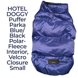 Hotel Doggy Blue Dog Puffer Parka SMALL NWT
